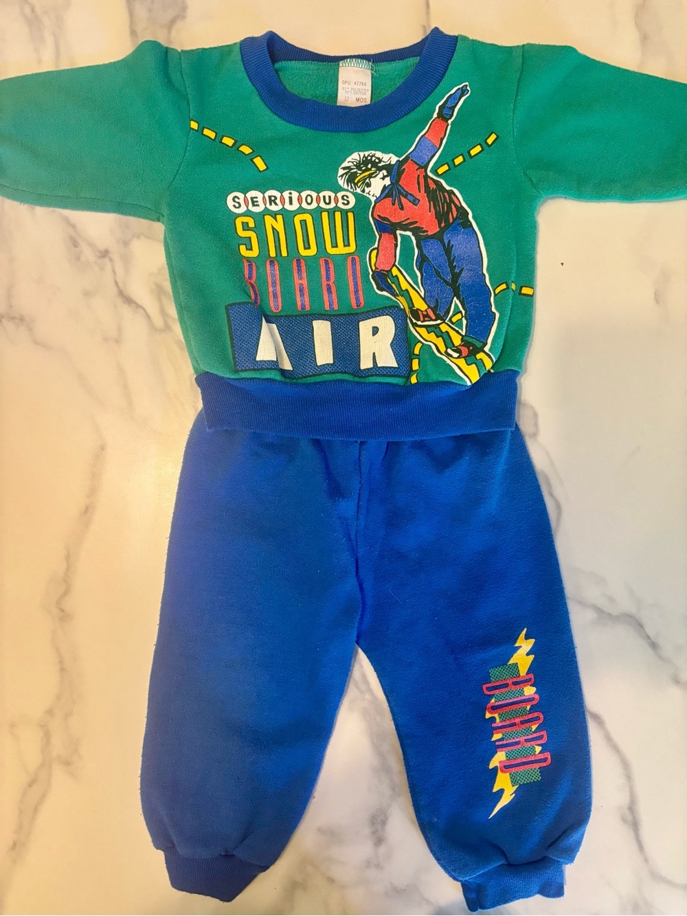 Vintage Baby/Toddler Sweatsuit - Snowboarding theme - 90s